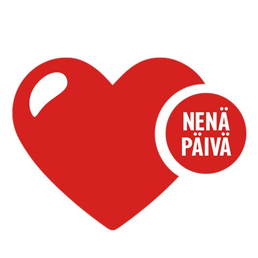 Punaisesta sydämestä irtoaa pala, joka on Nenäpäivän logo